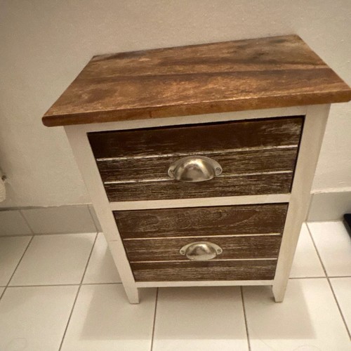 Nachttisch holz weiß braun - nachttisch,