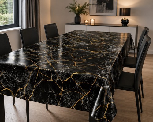 Pvc tischdecke marmor schwarz - pvc,